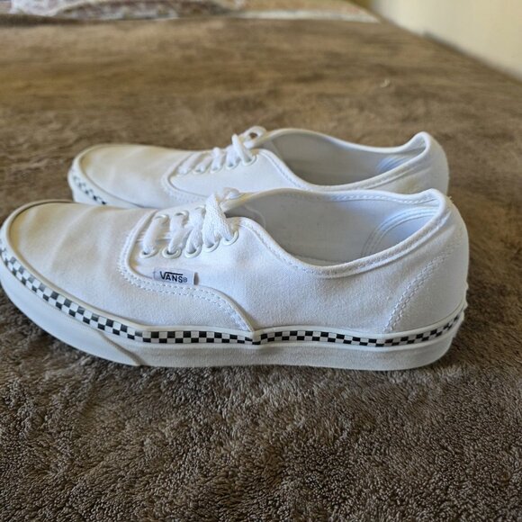 Vans Authentic Check Foxing True White Women’s 9 (Fits 8) Canvas Skate Shoes - Picture 10 of 13
